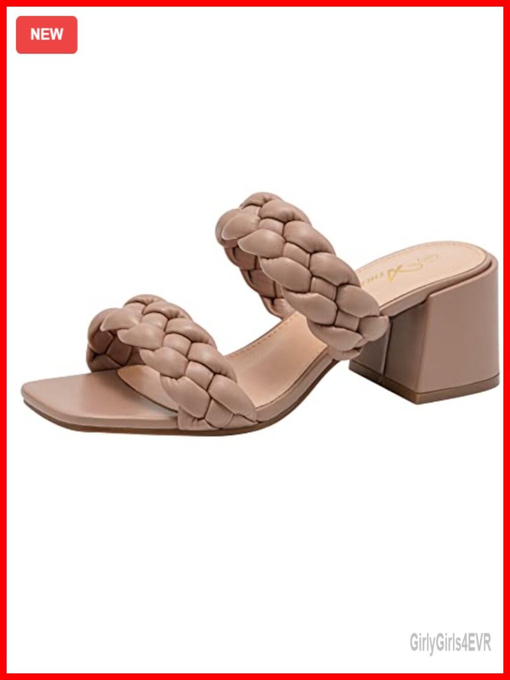 Braided Heeled Sandals Square Toe Chunky Low Heel Slip On